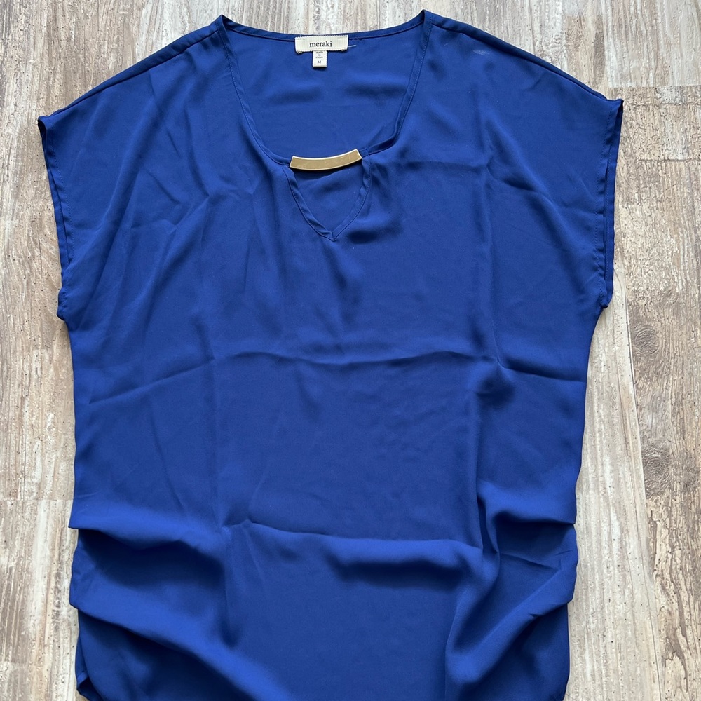 Deep Blue- sheer blouse